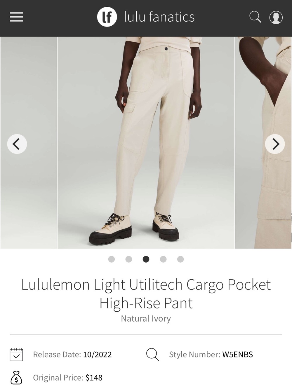 lululemon athletica Cargo Pocket High-Rise Pants in Natural Ivory